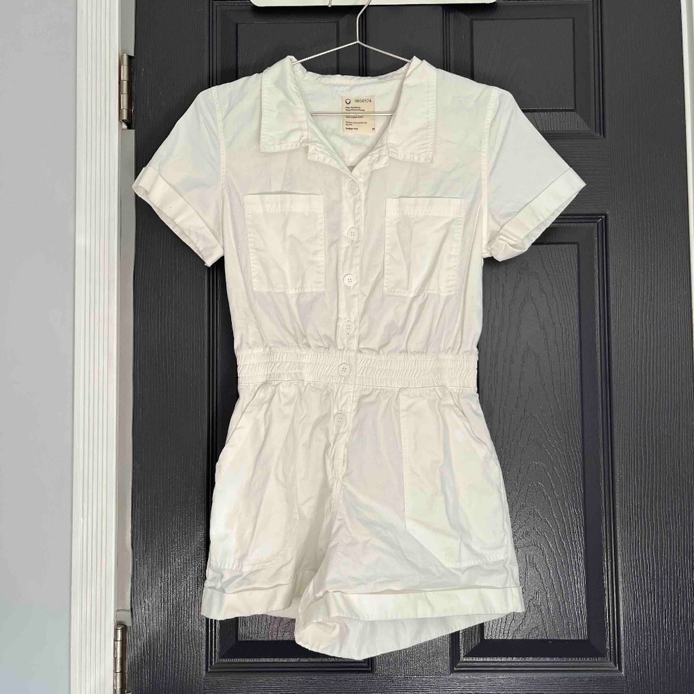 NWOT For Days Short Sleeve Jumpsuit/Romper, White, XS